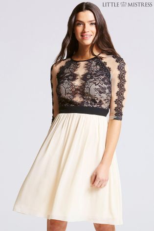 Little Mistress Lace Trim Prom Dress